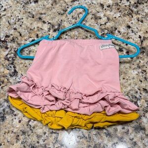 Sew Tots Pink & Yellow Ruffle Shorts for Kids